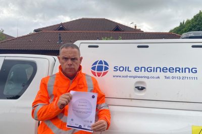 Site Investigation Driller Keiron with his NVQ Level 3 Certificate