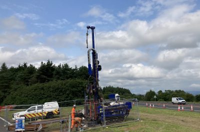 Rotary Drilling rig on the M80 subsidence investigation